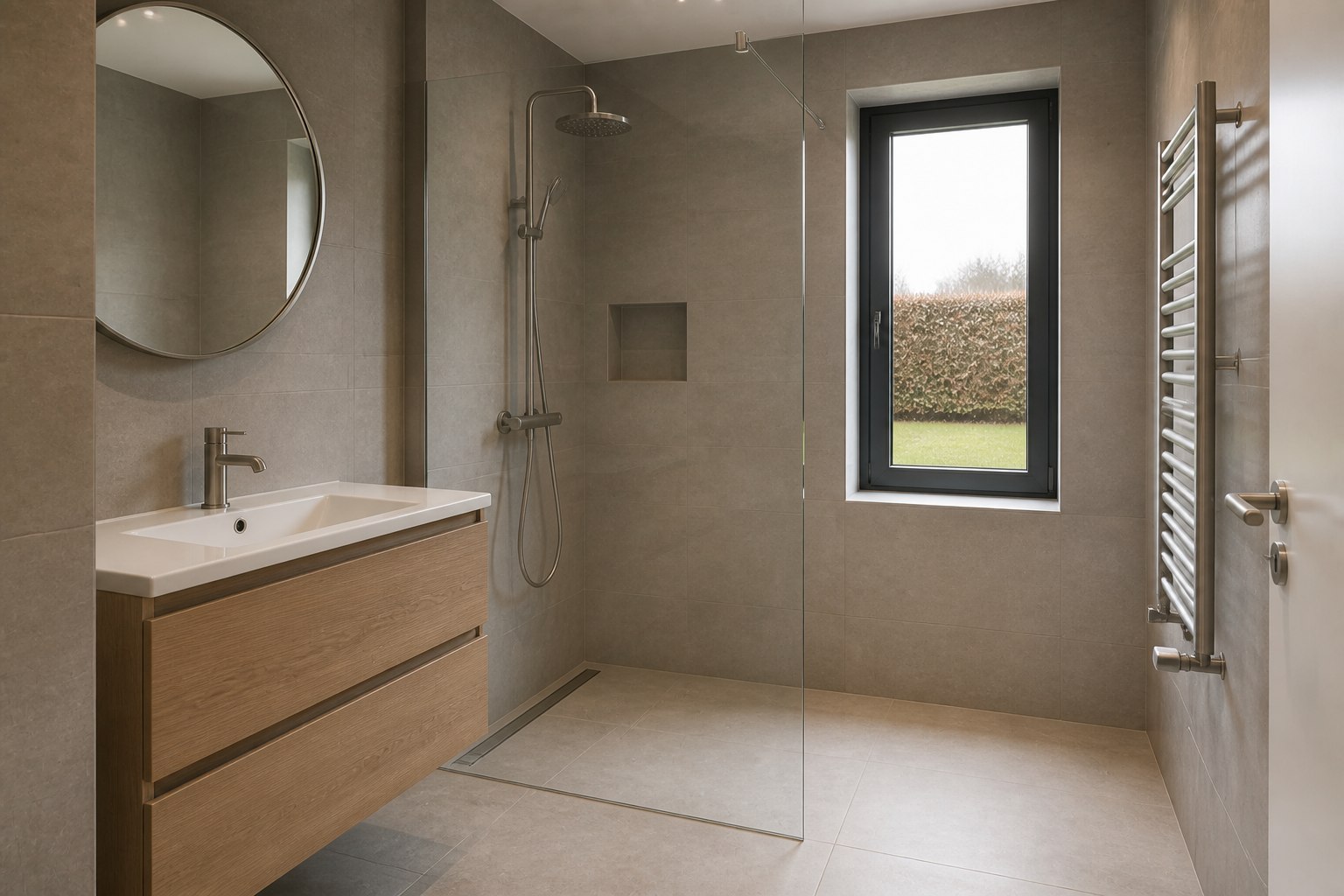 Moderne compacte badkamer met inloopdouche