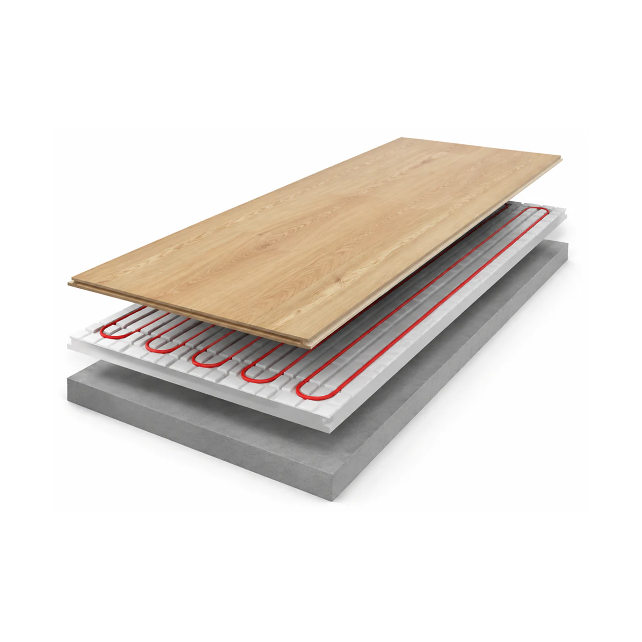 Lichte PVC-vloer met losgelegde vloerverwarming en draagvloer