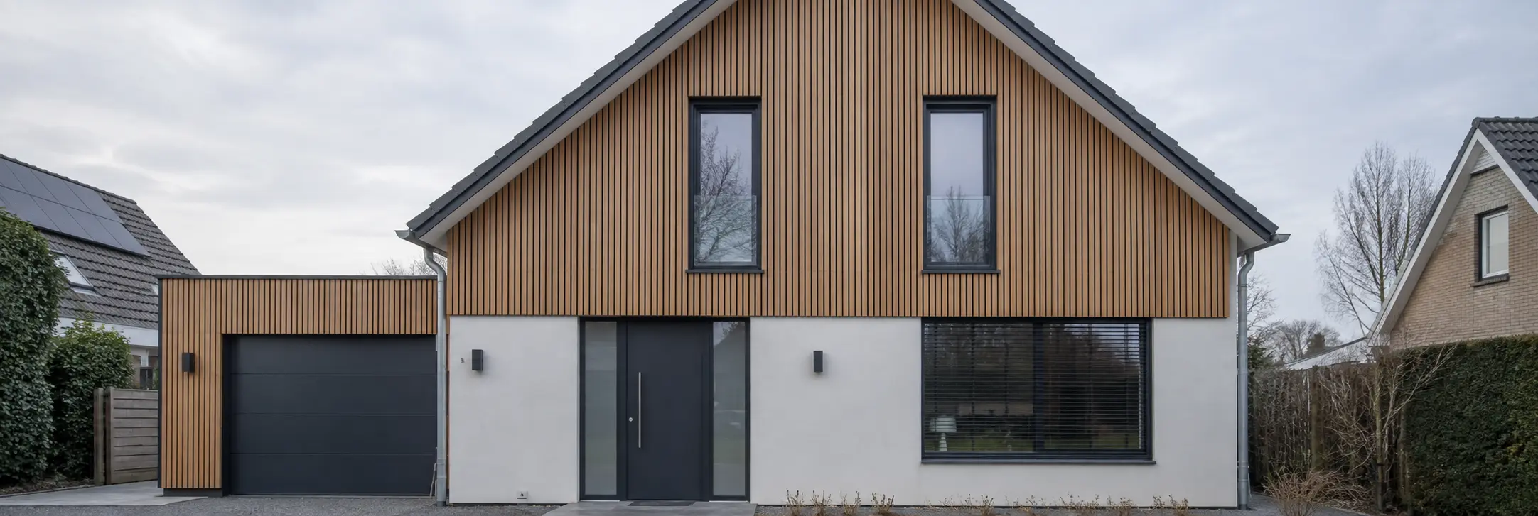 Gevelbekleding bij een Nederlandse woning