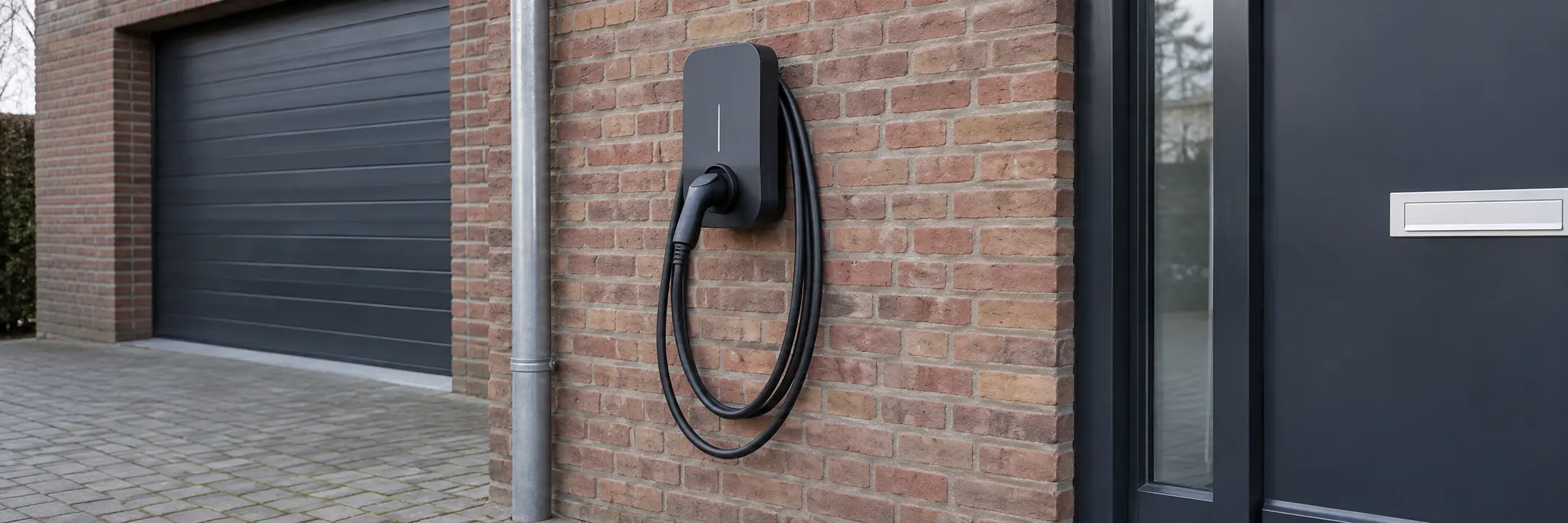 Laadpaal bij een Nederlandse woning